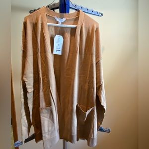 Time & Tru open tan cardigan